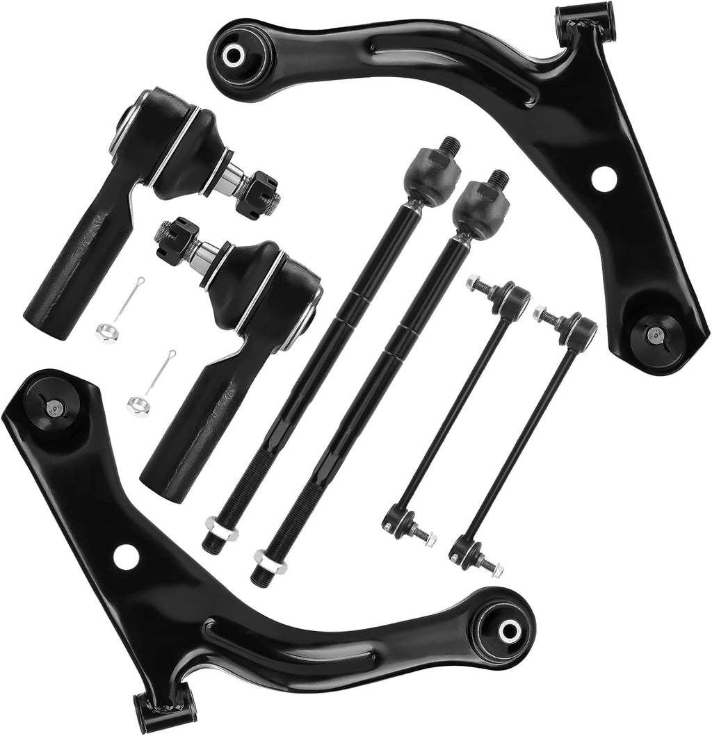 Front Lower Control Arms & Ball Joints Replacement End Suspension Kit for Ford Escape Mazda Tribute Mercury Mariner 2005-2009 (NOT FOR HYBRID), Inner Outer Tie Rods Sway Bar Links Replacement-8PCS