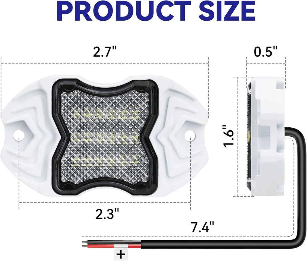 Dual‑Color White & Blue 12V IP68 LED Deck Courtesy Boat Lights, 4‑Pack