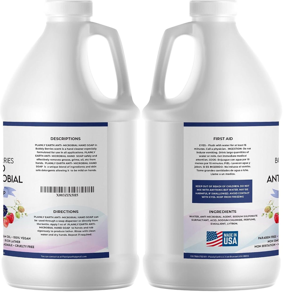 Deep Cleansing Hand Soap, 64 oz Bulk Refill - Bubbly Berries Scent - Gentle, Moisturizing Liquid Hand Soap for