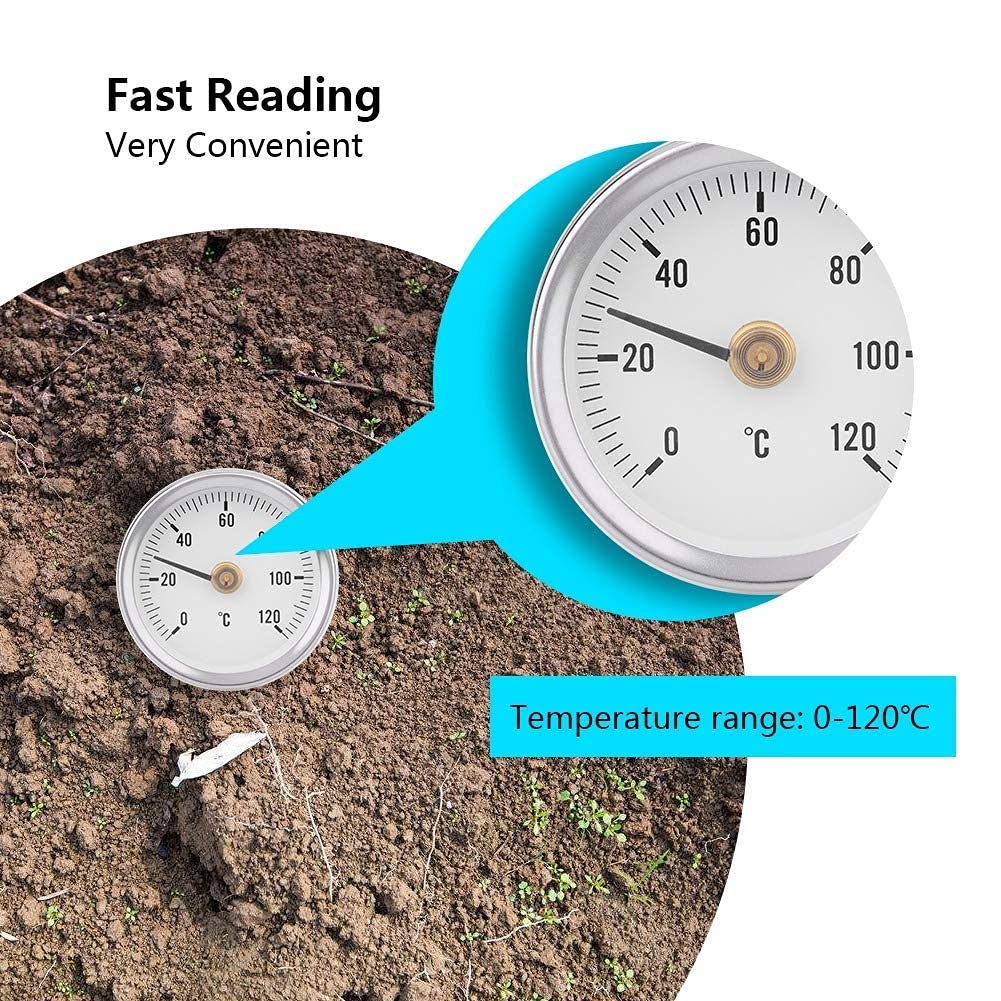 Fdit 63mm IP55 0-120° Bimetal Temperature Spring Thermometer Pipe Clamp-On Thermometer