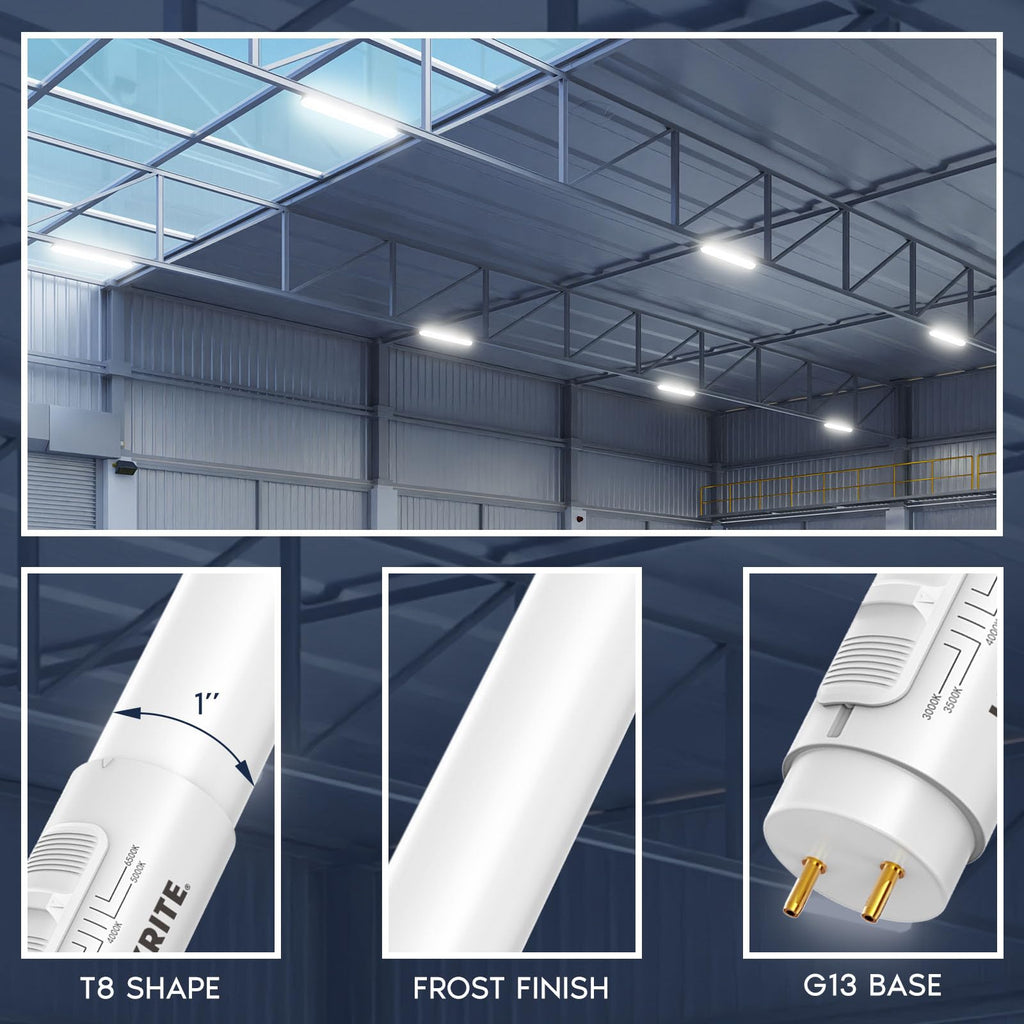 2FT LED Tube Light, T8, 8W=17W, 5CCT 3000K- 6500K, 960LM (4 Pack)