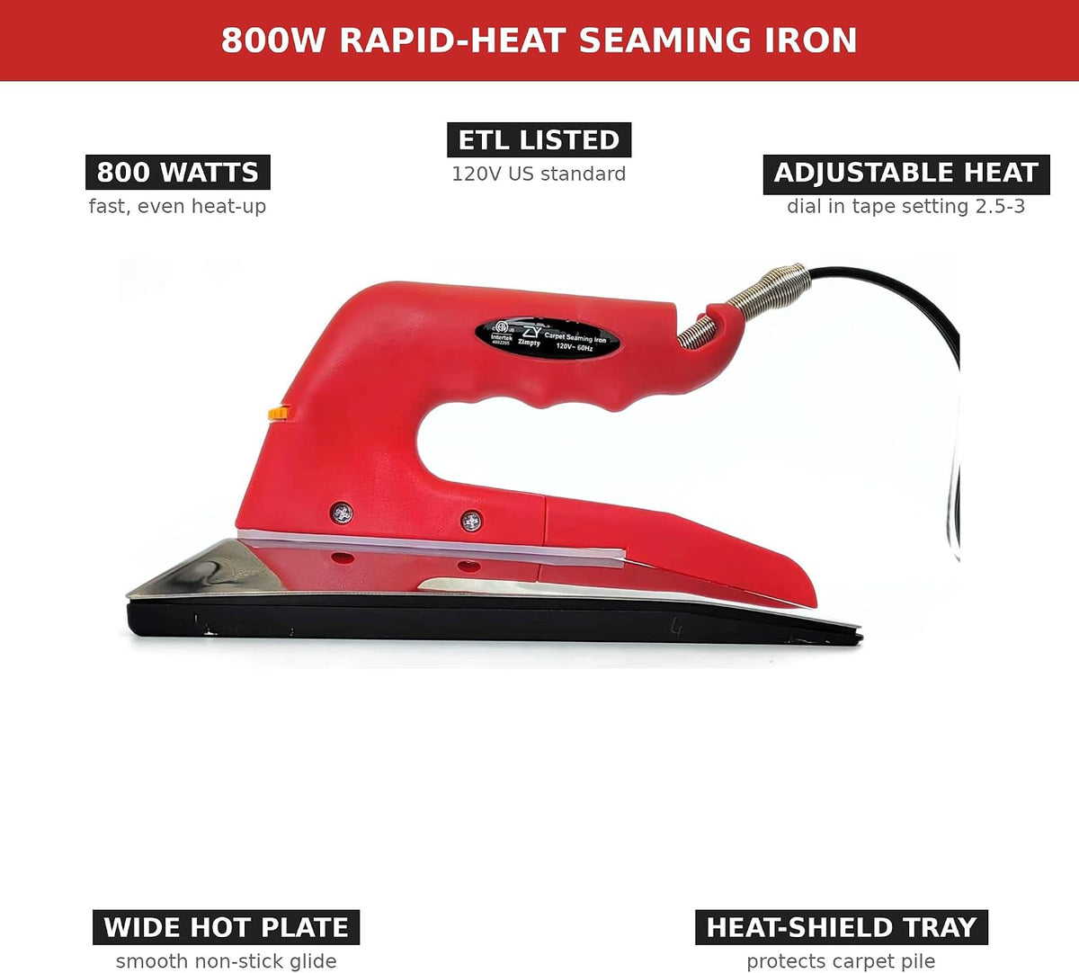 5-Piece Carpet Seam Iron Kit, Repair & Installation Tools - ZY577