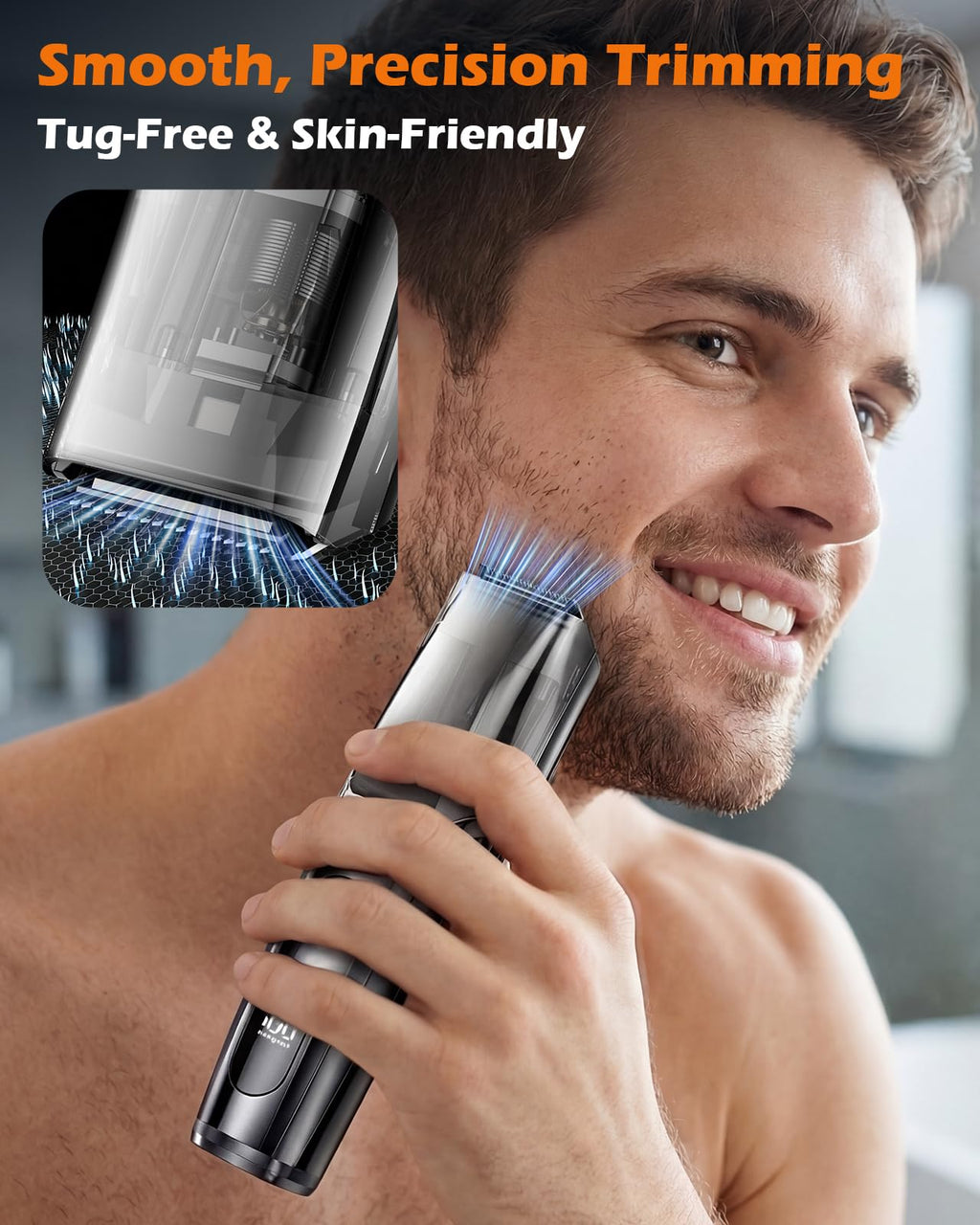 Vacuum Beard Trimmer for Men, Adjustable Precision Trimming Length 1-20mm