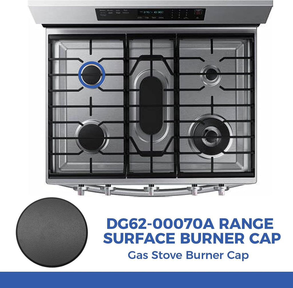 DG62-00070A Burner Cap for Samsung 2.6 in Medium Range Surface Burner Cap Flat NX58H5600SS/AA NX60T8311SS/AA NX60A6511SS/AA, Head Burner Flame Cover Cooker Hat