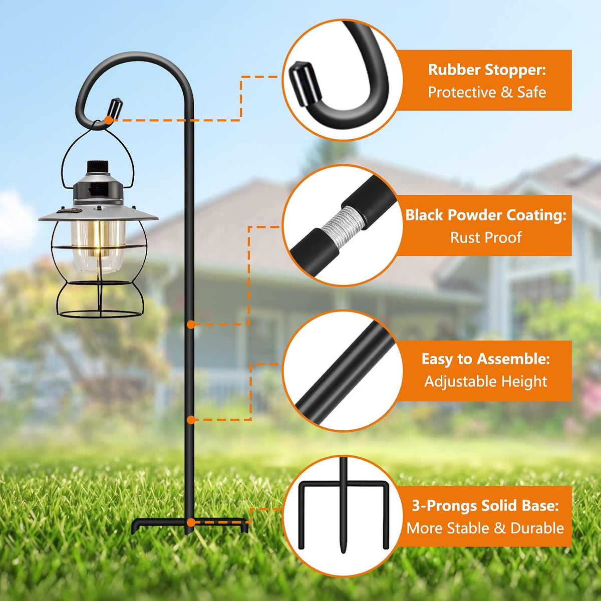 32 Inch Shepherd Hooks for Outdoor 4 Pack, Adjustable Garden Hooks for Hanging Plants, Lanterns, Solar Lights, Mason