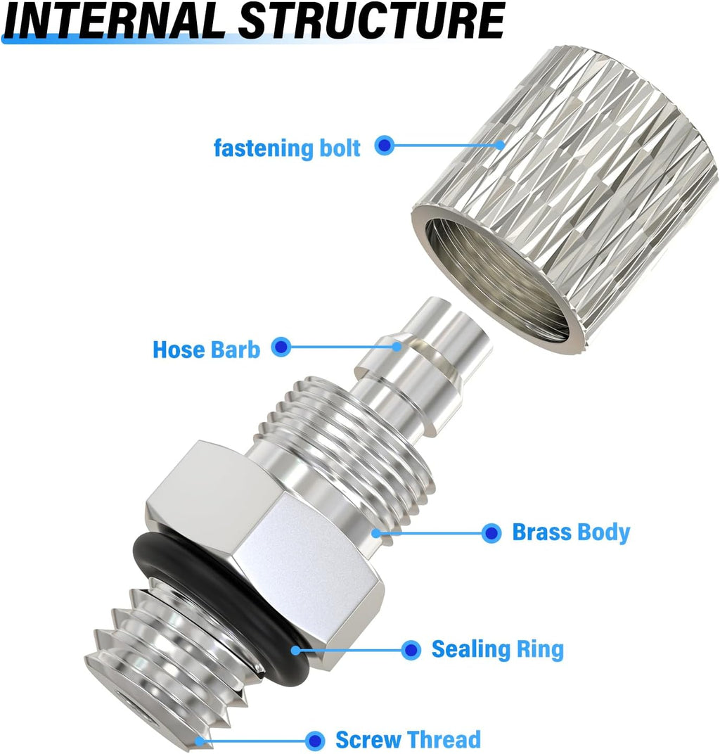 TAILONZ PNEUMATIC 4MM Tube OD x M3 Thread Straight Miniature Quick Release Couplings Locking Pneumatic Fittings PC4-M3 (Pack of 10)