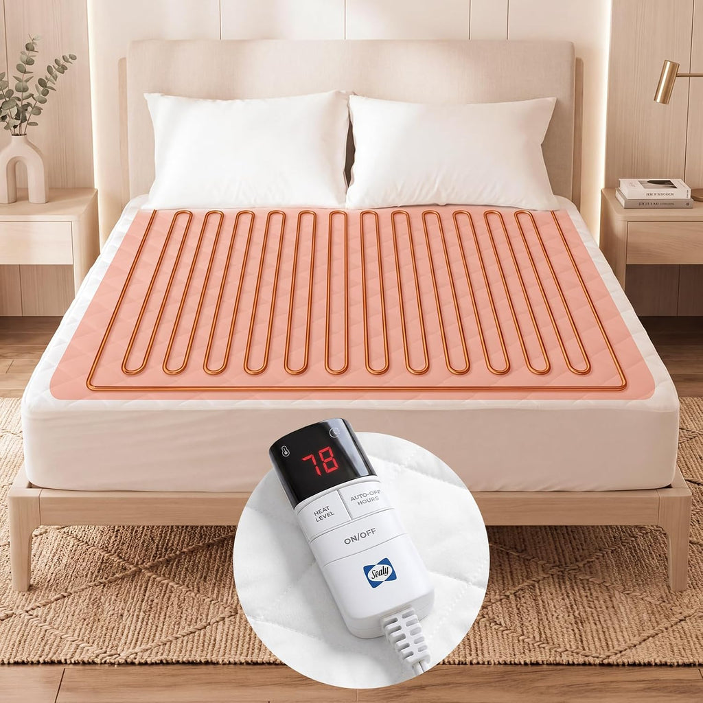 Heated Mattress Pad Twin 39×75 Single Control for Zone | Luxury Quilted Electric Bed Warmer, 9 heat settings, 1-9