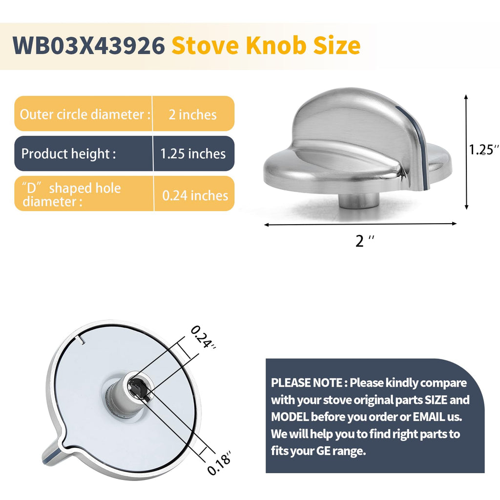 Allstare WB03X43926 Stove Knobs Replacement Parts for GE Range Parts Profile Stove Knobs 183D8269 KIP 5E87 GE Cooktop Knobs JGBP87SEM1SS PGB918SEM1SS Gas Range Burner Control Knob Oven Knobs 5 Pcs
