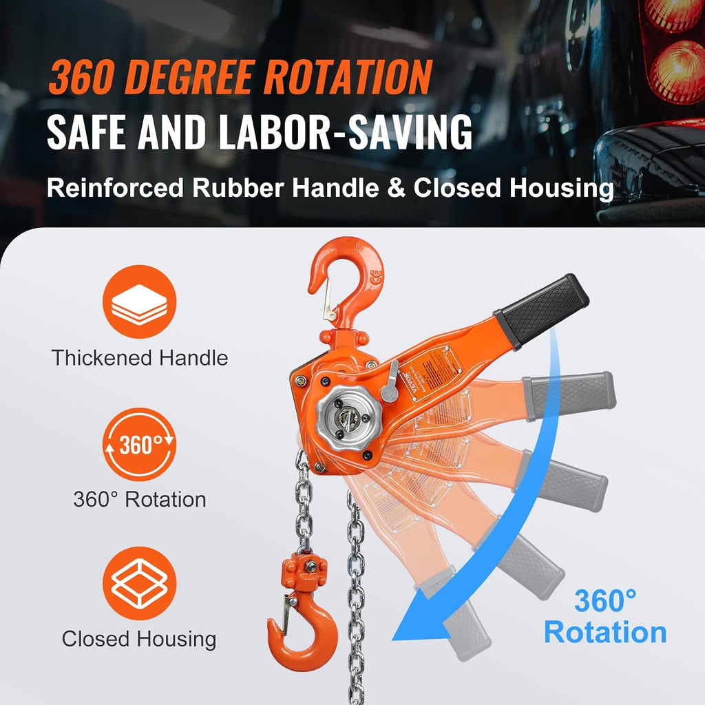 Manual Lever Chain Hoist, 3/4 Ton 1650 lbs Capacity 10 FT Come Along, G80 Galvanized Carbon Steel with Weston