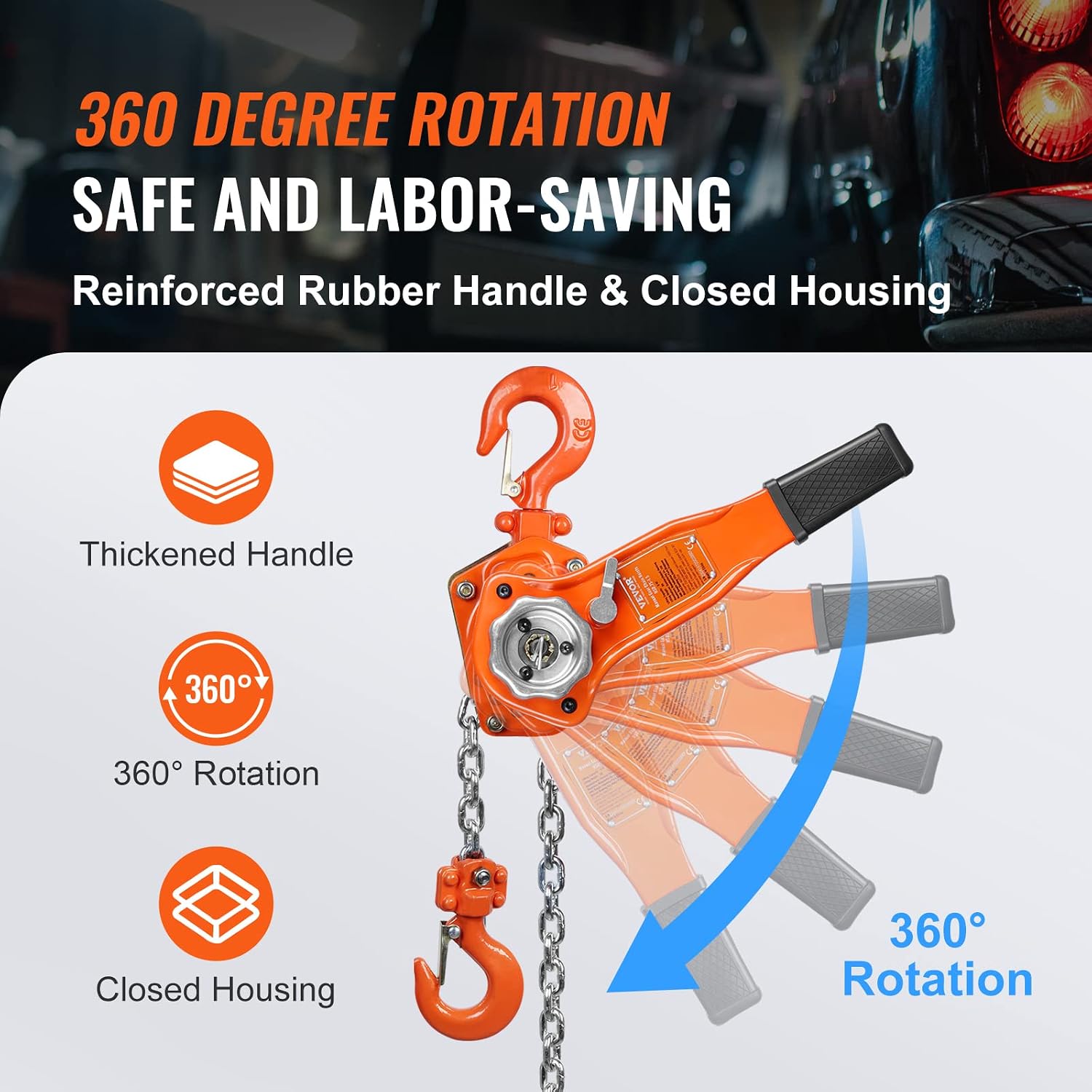 Manual Lever Chain Hoist, 3/4 Ton 1650 lbs Capacity 10 FT Come Along, G80 Galvanized Carbon Steel with Weston