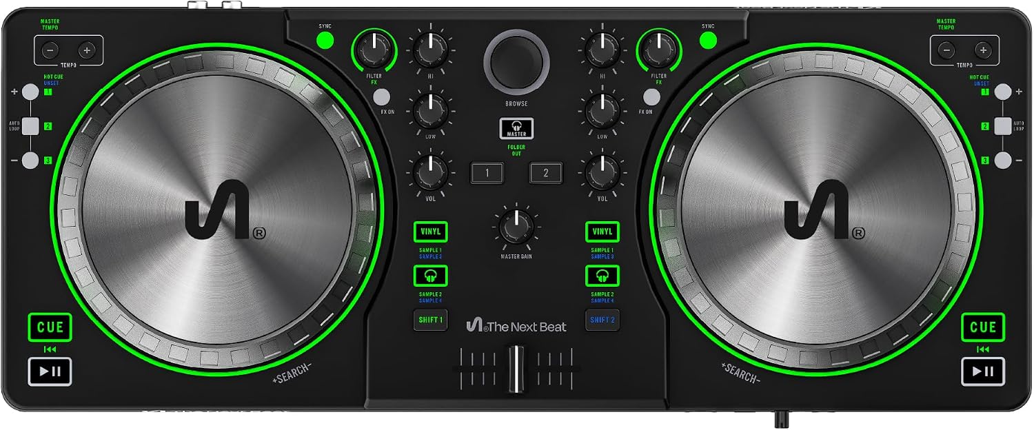 by Tiesto DJ Controller, SX1 Portable Control Deck with Audio Mixer, Beat Match, USB, & Dual Headphone Output - DJ