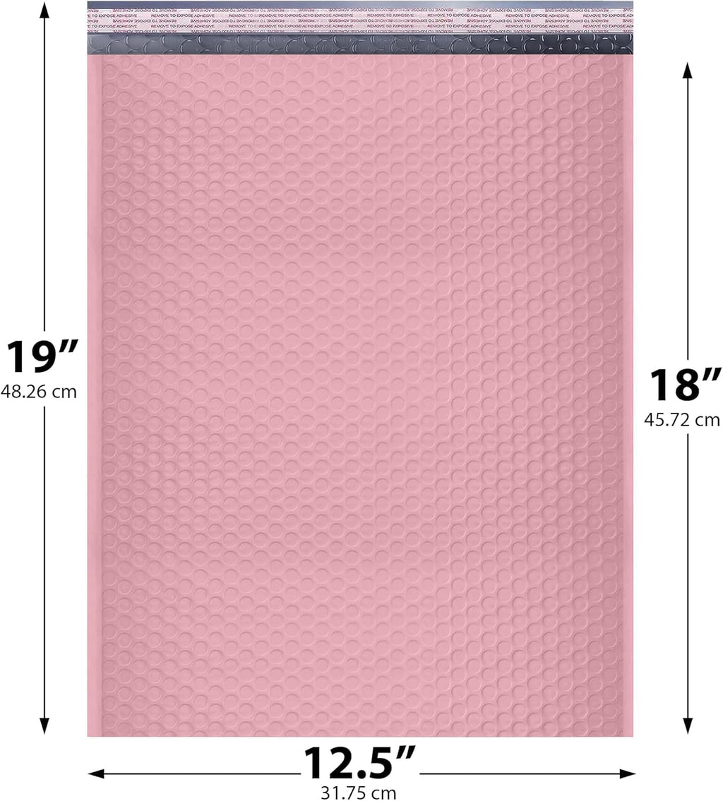Light Pink Bubble Mailers 12.5x19 Poly Padded Envelopes #6, 20 Pack