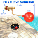 Pool Auto Fill Float Valve 3/8", Brass Water Level Valve for Pool & Pond