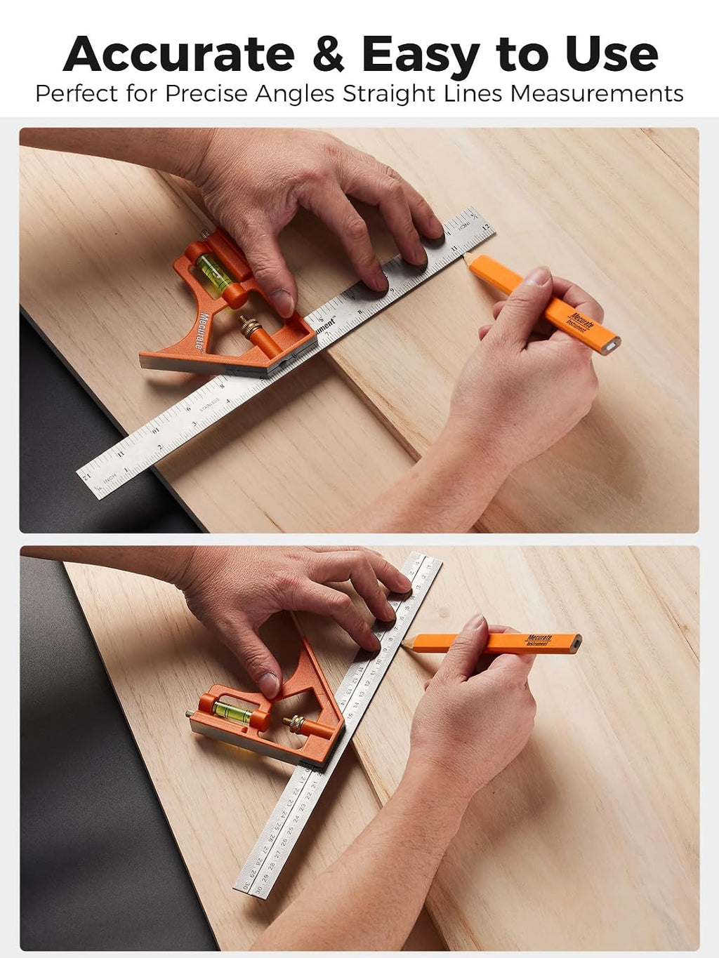 Mecurate 7-Inch Rafter Square & 12-Inch Combination Square Set