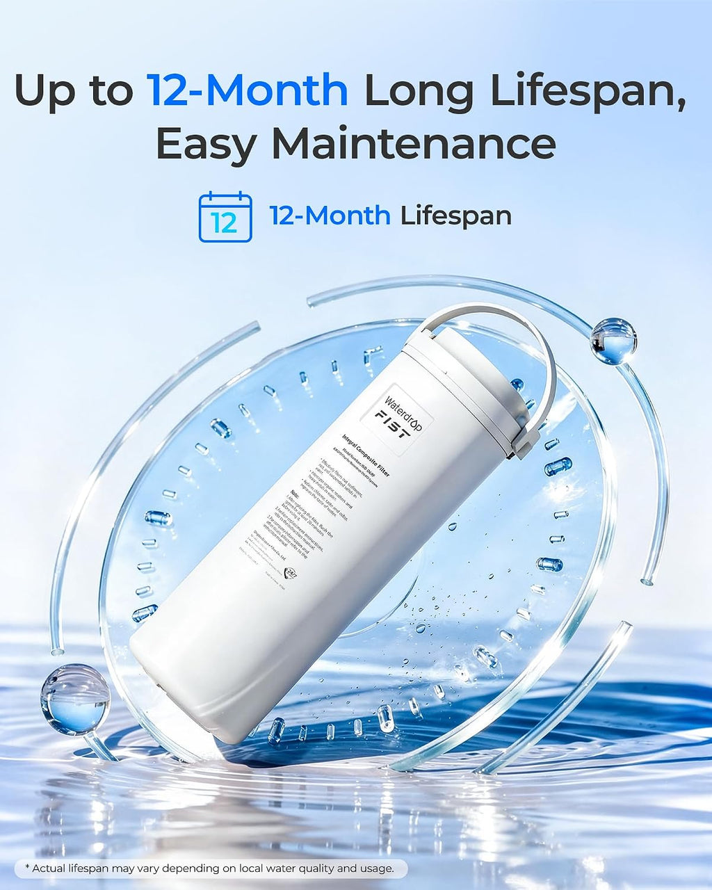 WD-D6RF Filter, Replacement for WD-D6-B Tankless Reverse Osmosis System, 1-Year Lifetime, Reduce PFAS