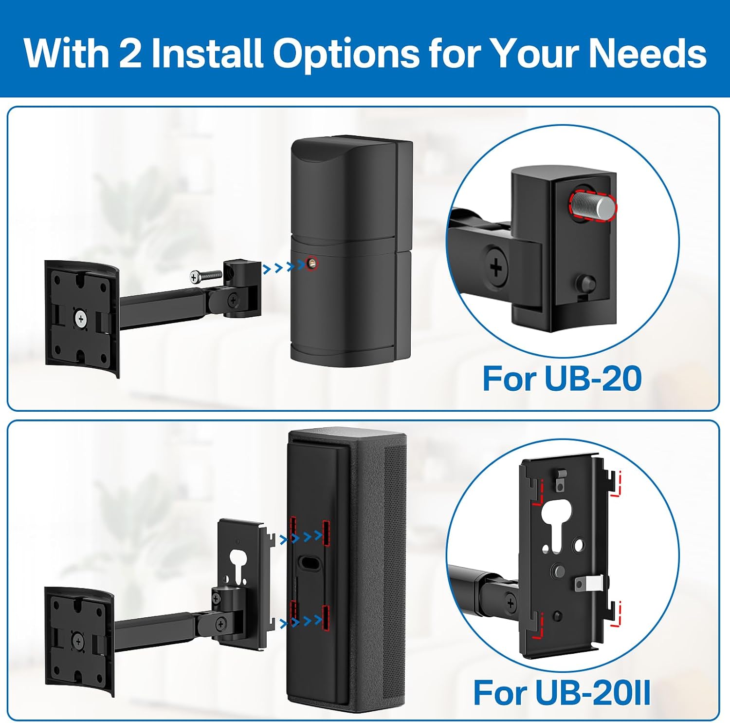 Angle Adjustable Speaker Mount for Bose Speaker Wall Mounts - Wall & Ceiling Mount for Bose UB-20 Series II