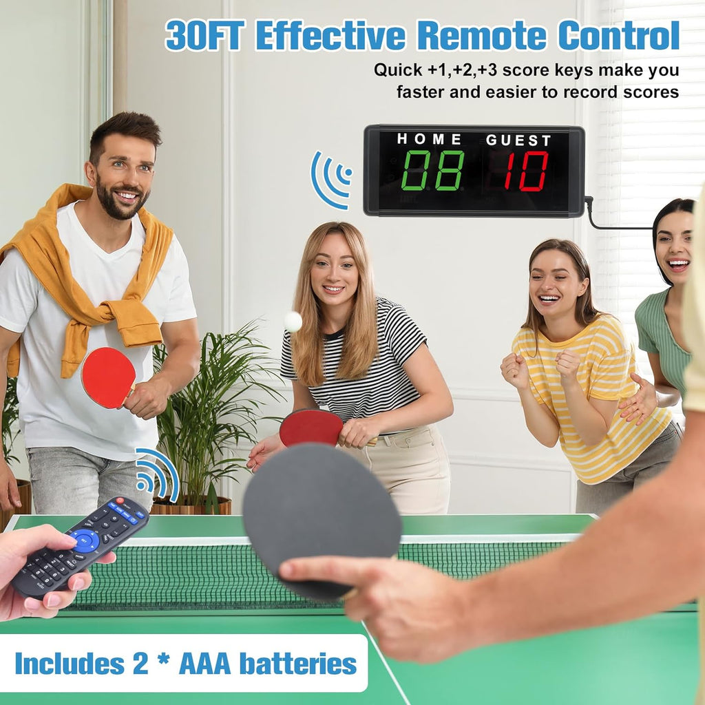 LED Electronic Scoreboard Digital Score Keeper with Remote & Tripod, Basketball Scoreboard with Shot Clock & Timer &