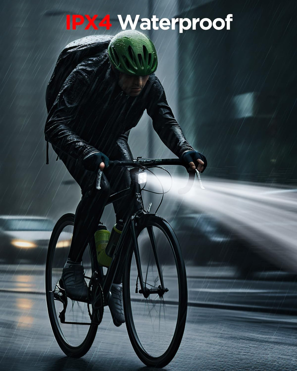 Bike Lights Set, Rechargeable Bicycle Lights Front and Rear, 4 Light Mode Options, Bike Headlight, IPX4 Waterproof