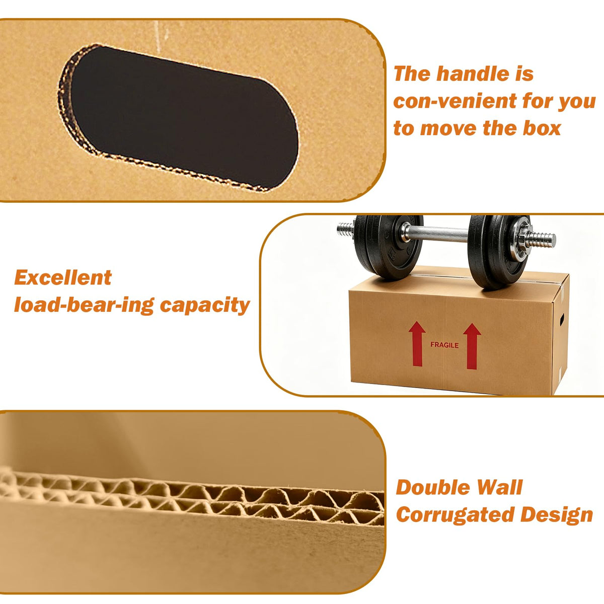 6-Set Dish Packing Kit Includes 24" x 12" x 11" Kitchen Moving Box Kit with Handle Holes, Large Corrugated Boxes with