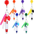 30 Pcs Retractable Shuttle Pen Clip with Mini Highlighter Nurse Badge Pen Neon Marker LED Keychain Ring Clip