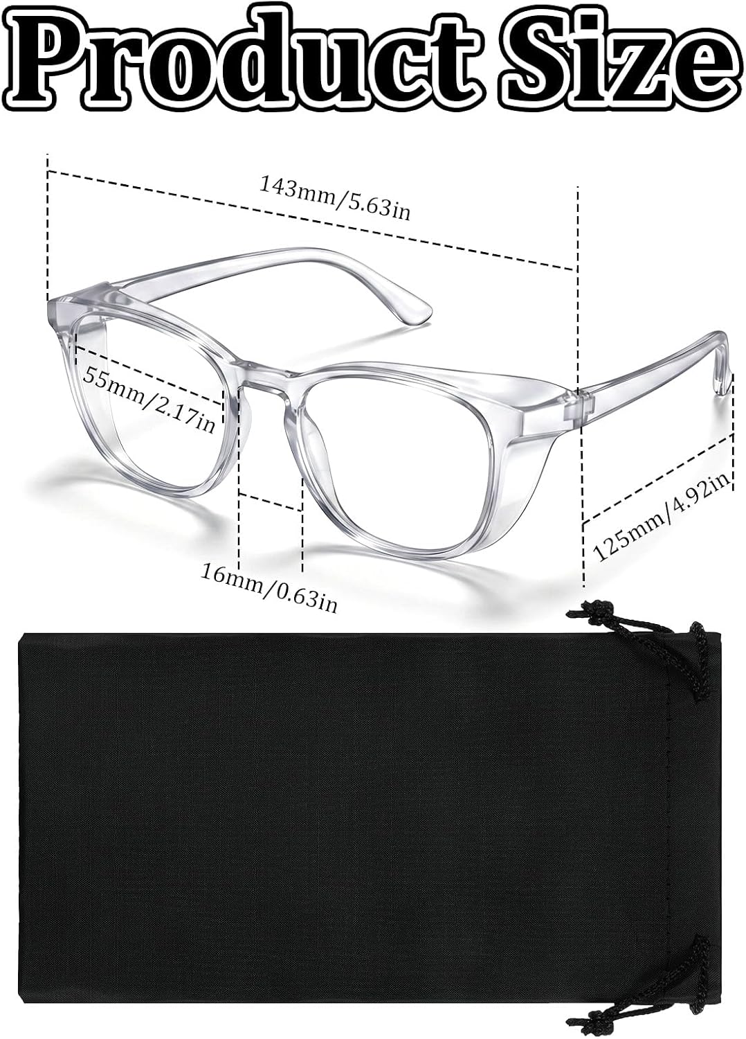 Safety Glasses Anti Fog Nurse Goggles Square Protective Eyewear Anti-Scratch Lab Goggles Clear Cute Safety Glasses