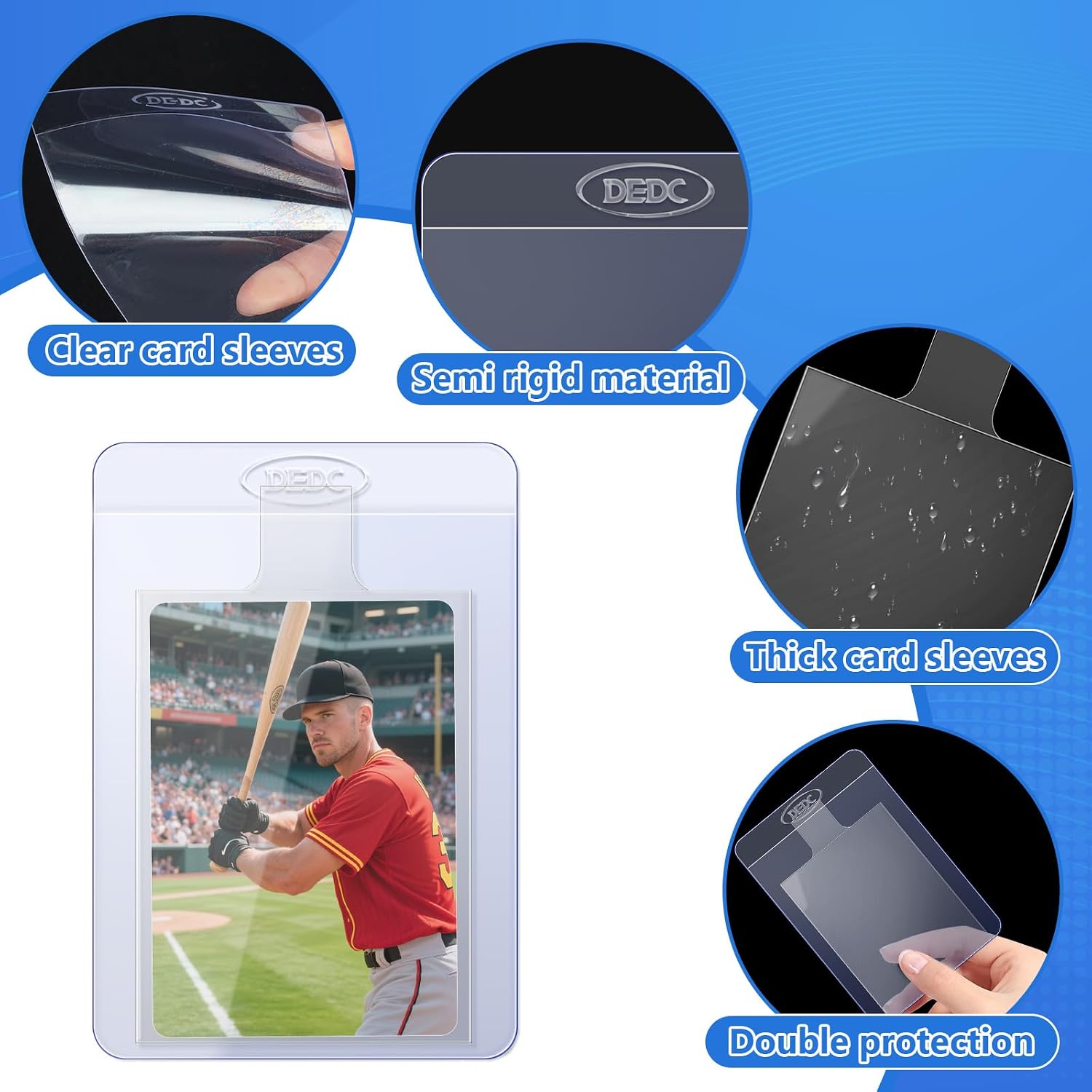 100Pcs Set Card Sleeves -50 Semi Rigid Card Holder & 50 Tabbed Sleeves, Perfect Fit Sleeves Trading Card Shipping