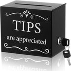 Metal Lockable Tip Jar with 2 Keys, 6 x 4 x 5 Inch Donation Box