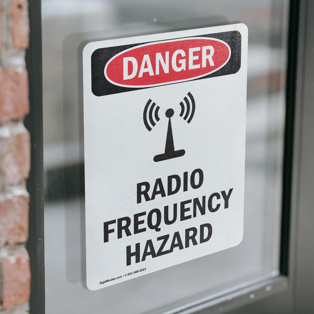 (2 Pack) Radio Frequency Hazard OSHA Danger Sign 5 Inch X 3.5 Inch Vinyl Label Decal Sticker Weather Resistant, UV