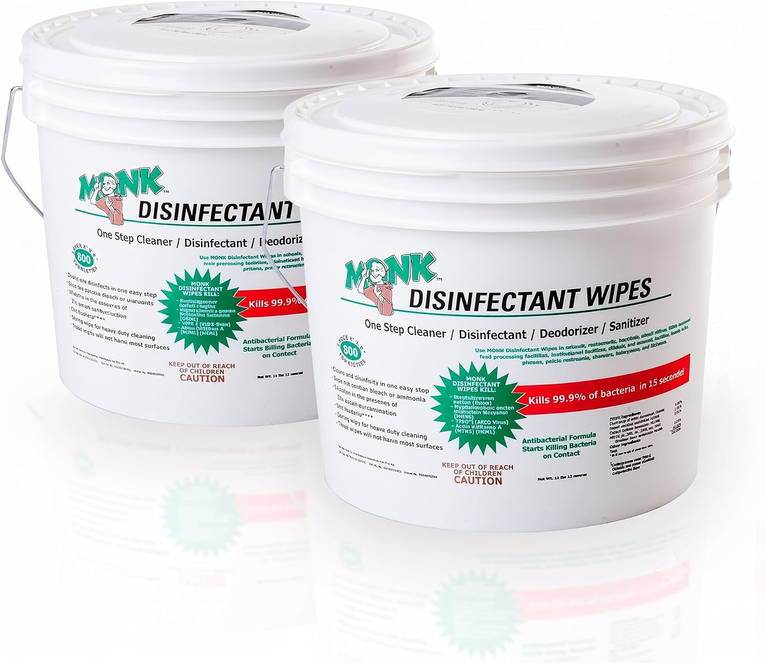 Disinfecting Wipes (2 Buckets of 800 Count) for Commercial Facilities | Heavy Duty Cleaning Wipes - 3in1