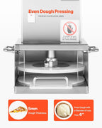 Electric Pizza Dough Press Machine, 6 Inch Pizza Pastry Press Plate, Stainless Steel Bread Presser, Commercial