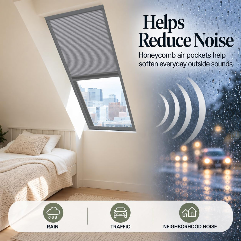 Custom Blackout Honeycomb Skylight Window Shade (Light Grey 93021E)
