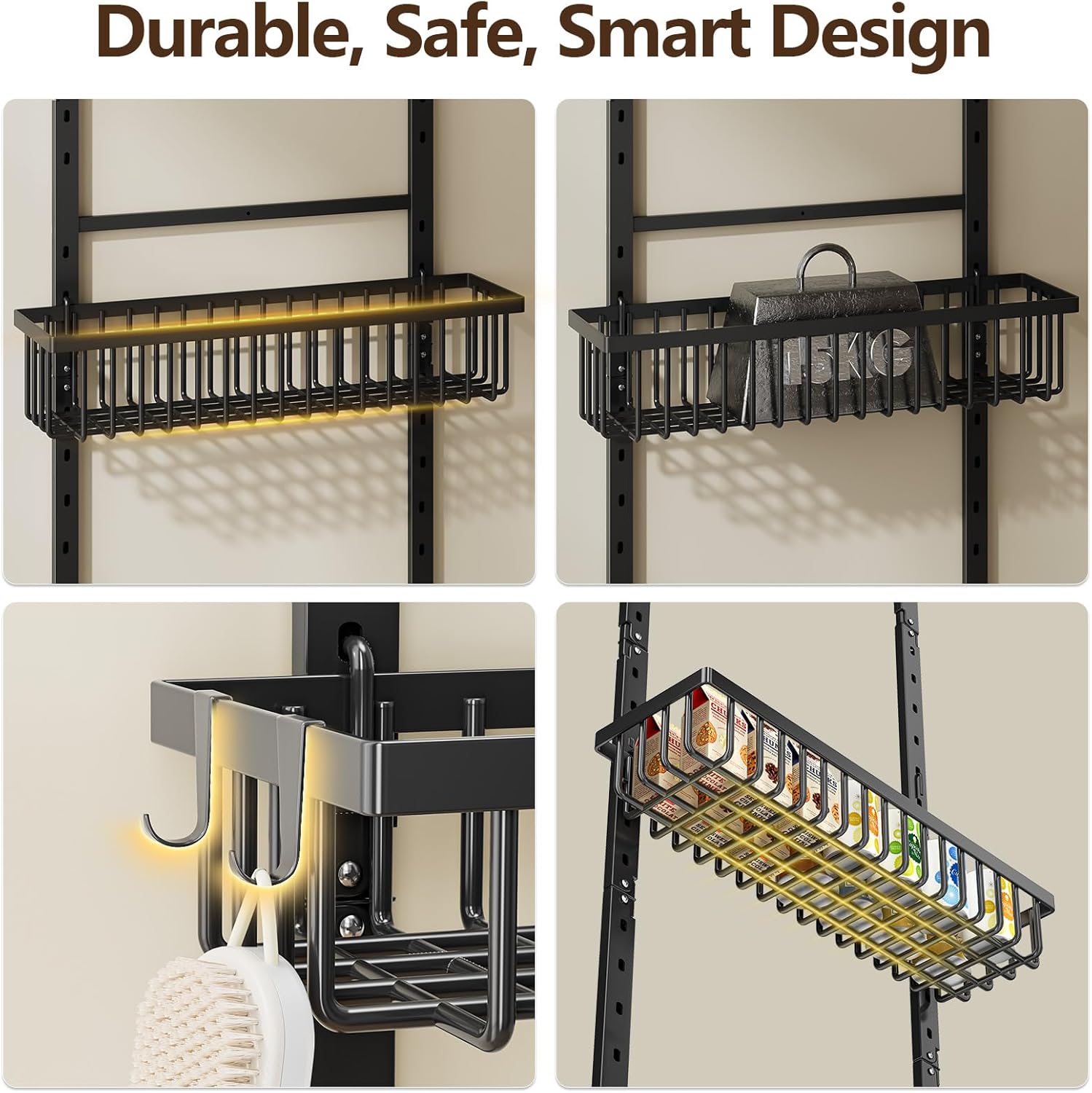9 Tier Over The Door Pantry Organizer, 2 in 1 Wall Mount or Hanging Spice Rack with Adjustable Deep Basket