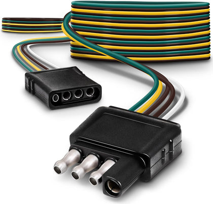 TRUE MODS 4 Pin Flat Trailer Light Wiring Harness Kit 4 Way 5 Wire for RV | Wishbone Style, SAE J1128 Rated, 25ft