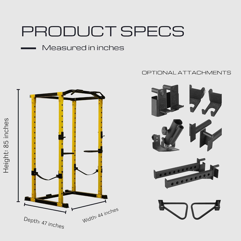 Power Rack, Multi-Function Squat Rack with LAT Pull Down, Power Cage with Pulley System, Strength Training Home Gym