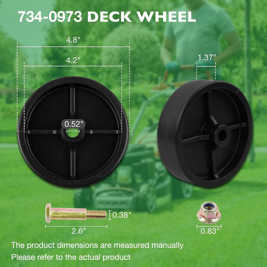 HQPASFY 4 Pack 734-0973 Deck Wheels 734-04155 Deck Wheels Compatible with Cub Cad et XT1-LT46, MTD, Craftsman T240 42" 44" 46" 50" Deck Lawn Mower Replace# 112-0677 112-0337