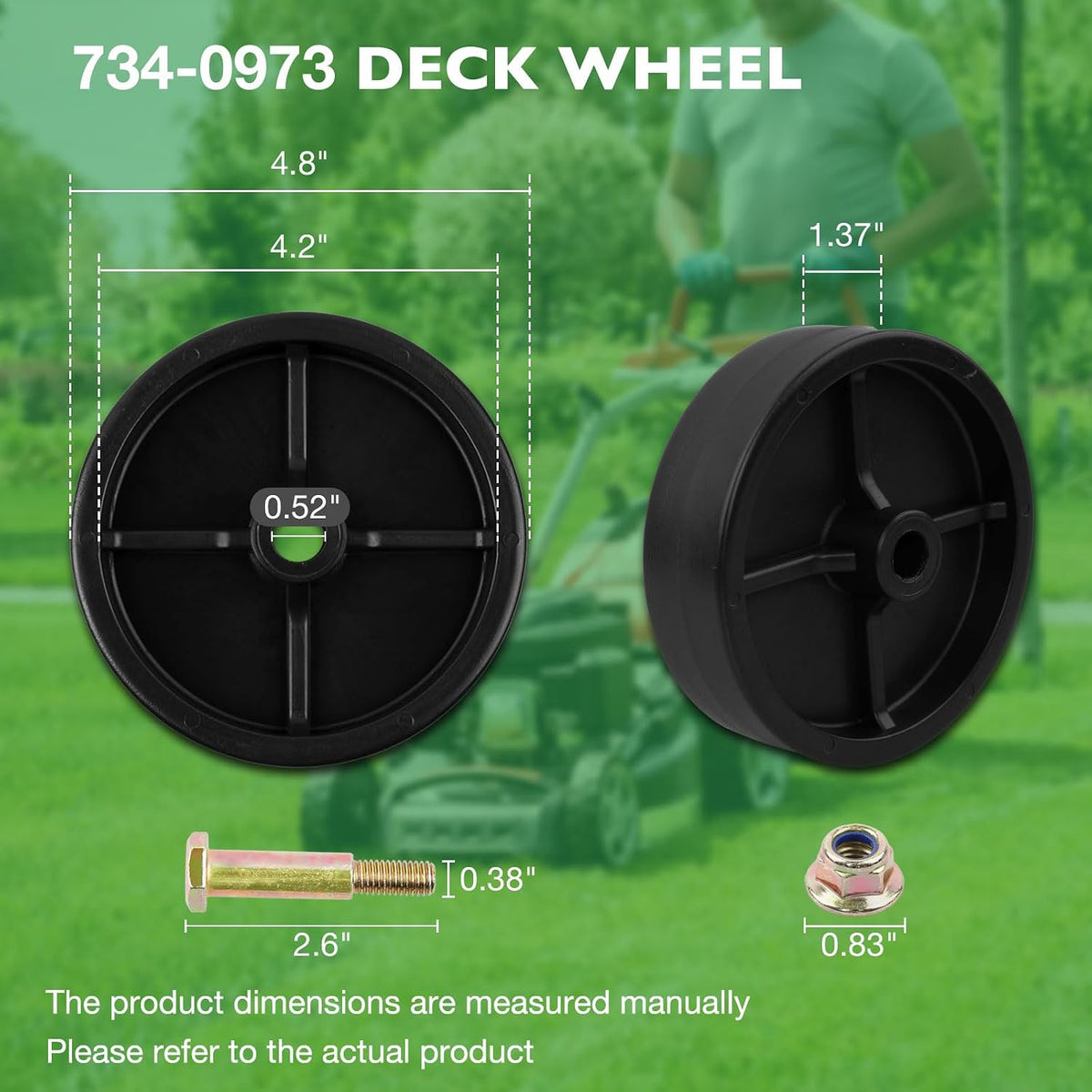 HQPASFY 4 Pack 734-0973 Deck Wheels 734-04155 Deck Wheels Compatible with Cub Cad et XT1-LT46, MTD, Craftsman T240 42" 44" 46" 50" Deck Lawn Mower Replace# 112-0677 112-0337