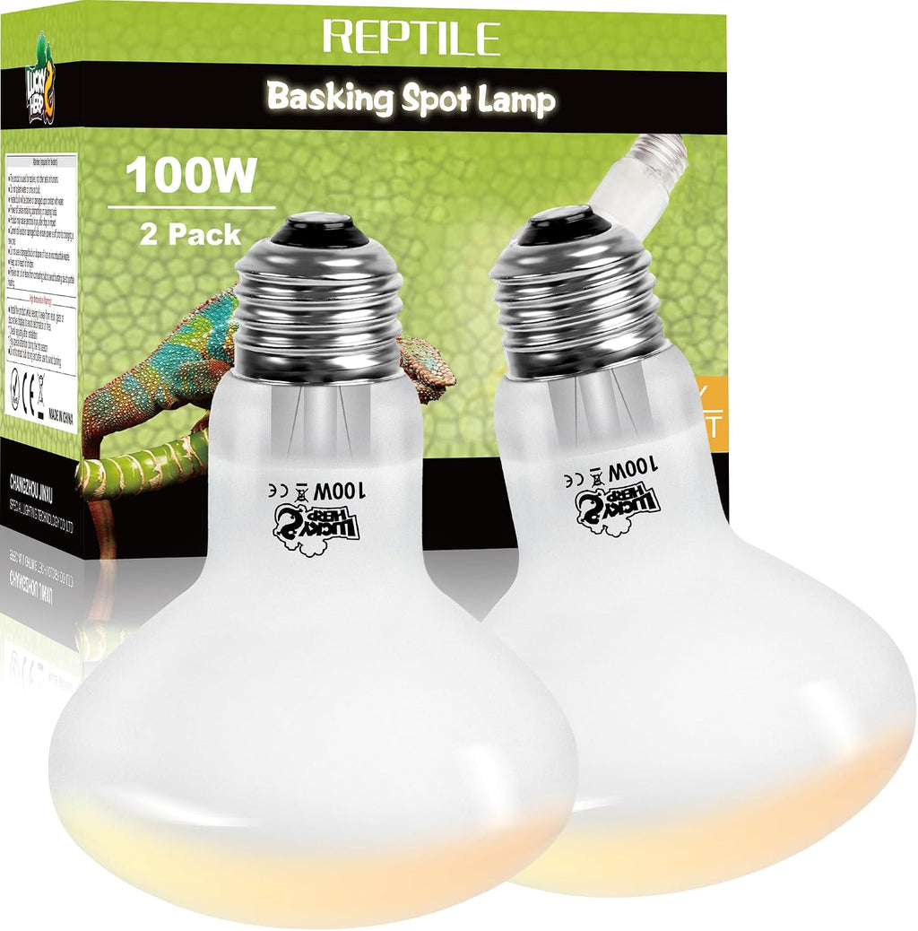 Reptile Heat Lamp Bulbs 100W, UVA Daylight Basking Bulbs 2 Pack | Fast Heating, Simulates Natural Sunlight, Ideal for