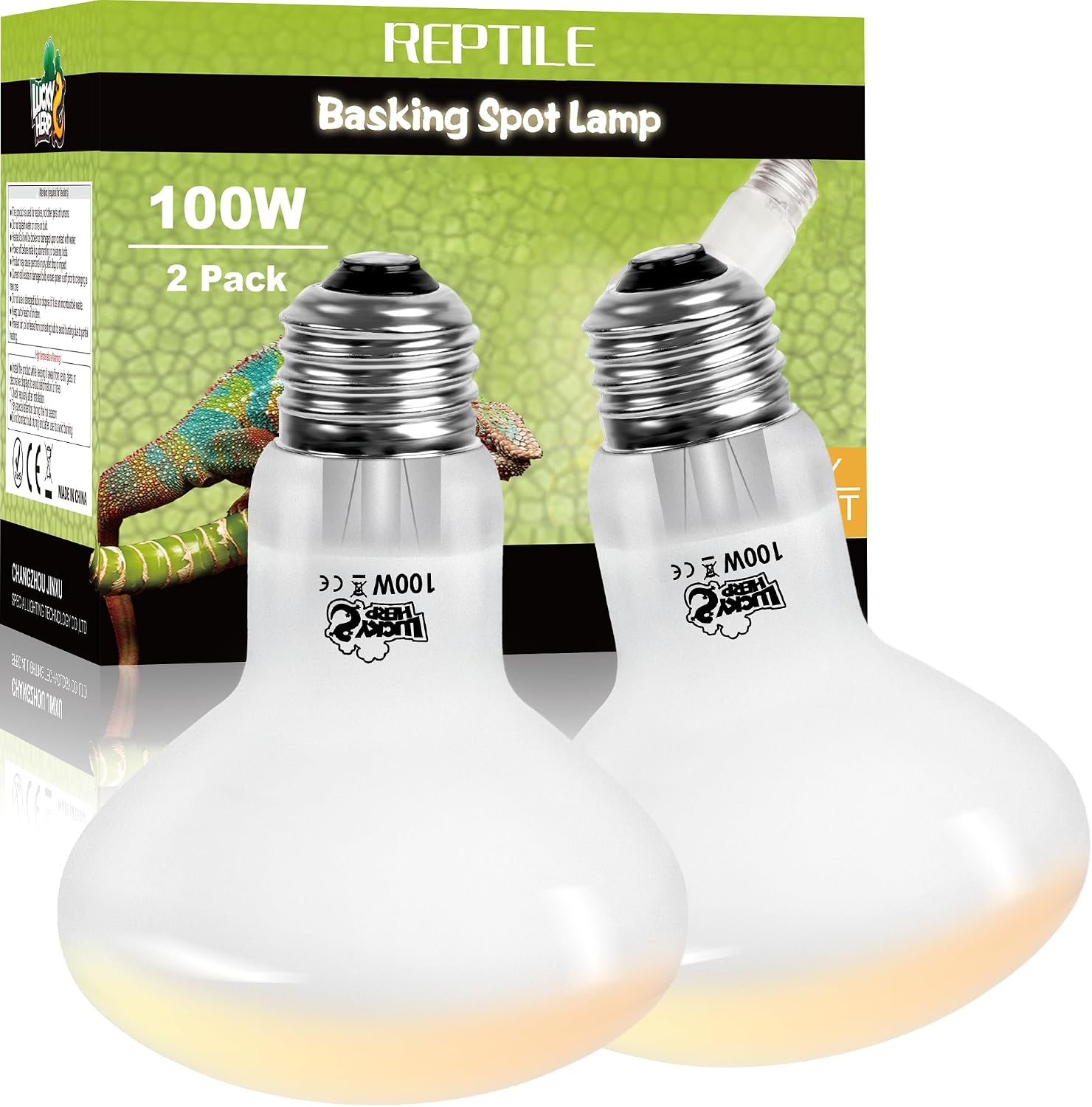 Reptile Heat Lamp Bulbs 100W, UVA Daylight Basking Bulbs 2 Pack | Fast Heating, Simulates Natural Sunlight, Ideal for