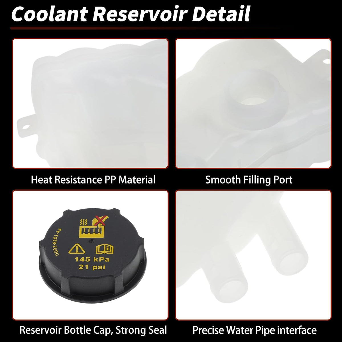 Coolant Expansion Reservoir Tank with Cap for Ford Fusion 2013-2020 Pressurized Radiator Coolant Overflow Reservoir Recovery Tank 603-316 DG9Z8A080A HG9Z8A080B