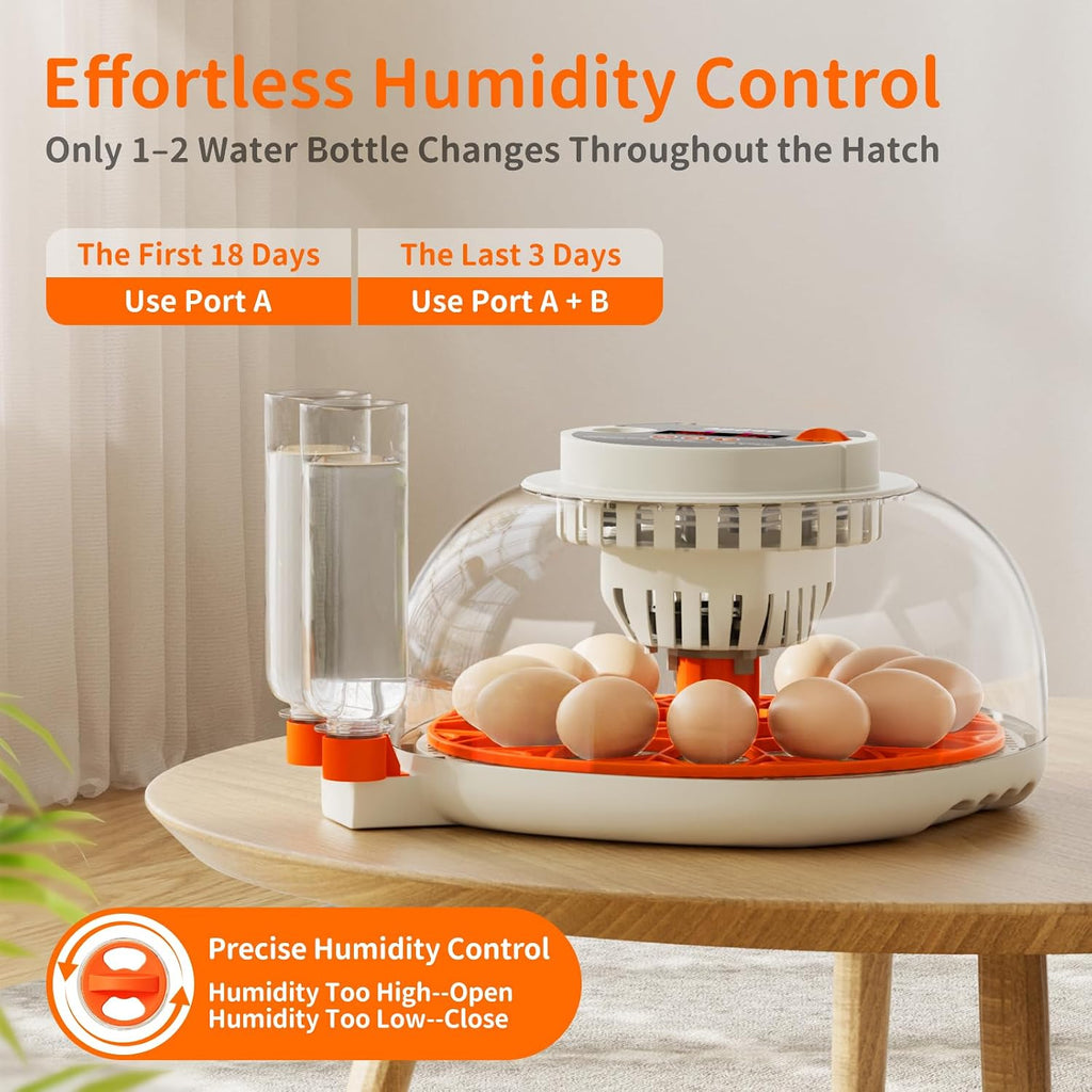 Egg Incubators for Hatching Eggs, Temperature and Humidity Control, Automatic Egg Turning, Egg Candler, External