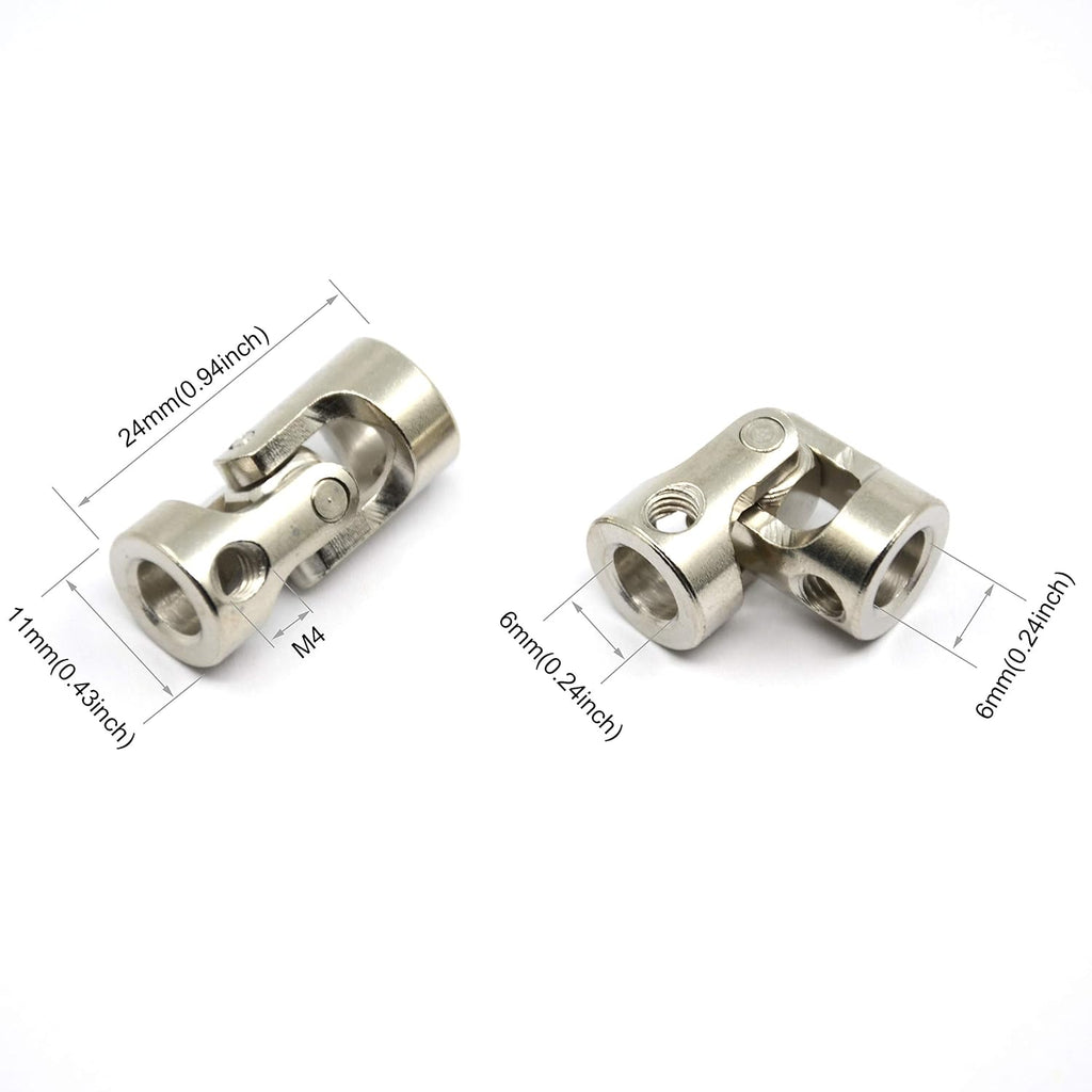 4 Pcs 6mm to 6mm Universal Joint Shaft Coupling for Motor
