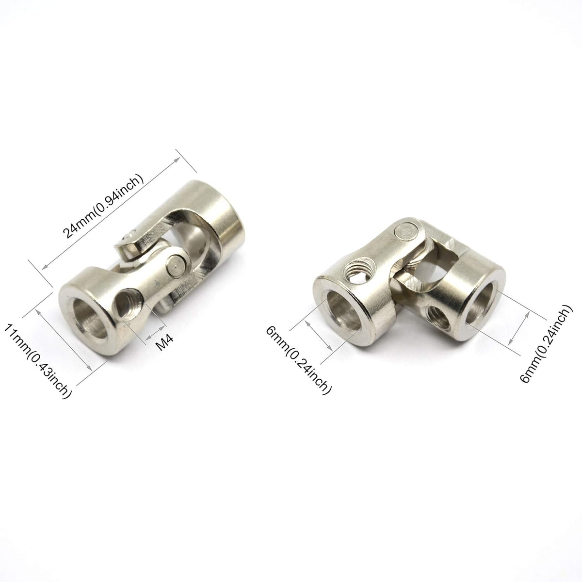 4 Pcs 6mm to 6mm Universal Joint Shaft Coupling for Motor