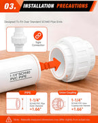 4 Pcs 1-1/4 Inch PVC Union Coupling, Socket x Socket Schedule 40 PVC Union