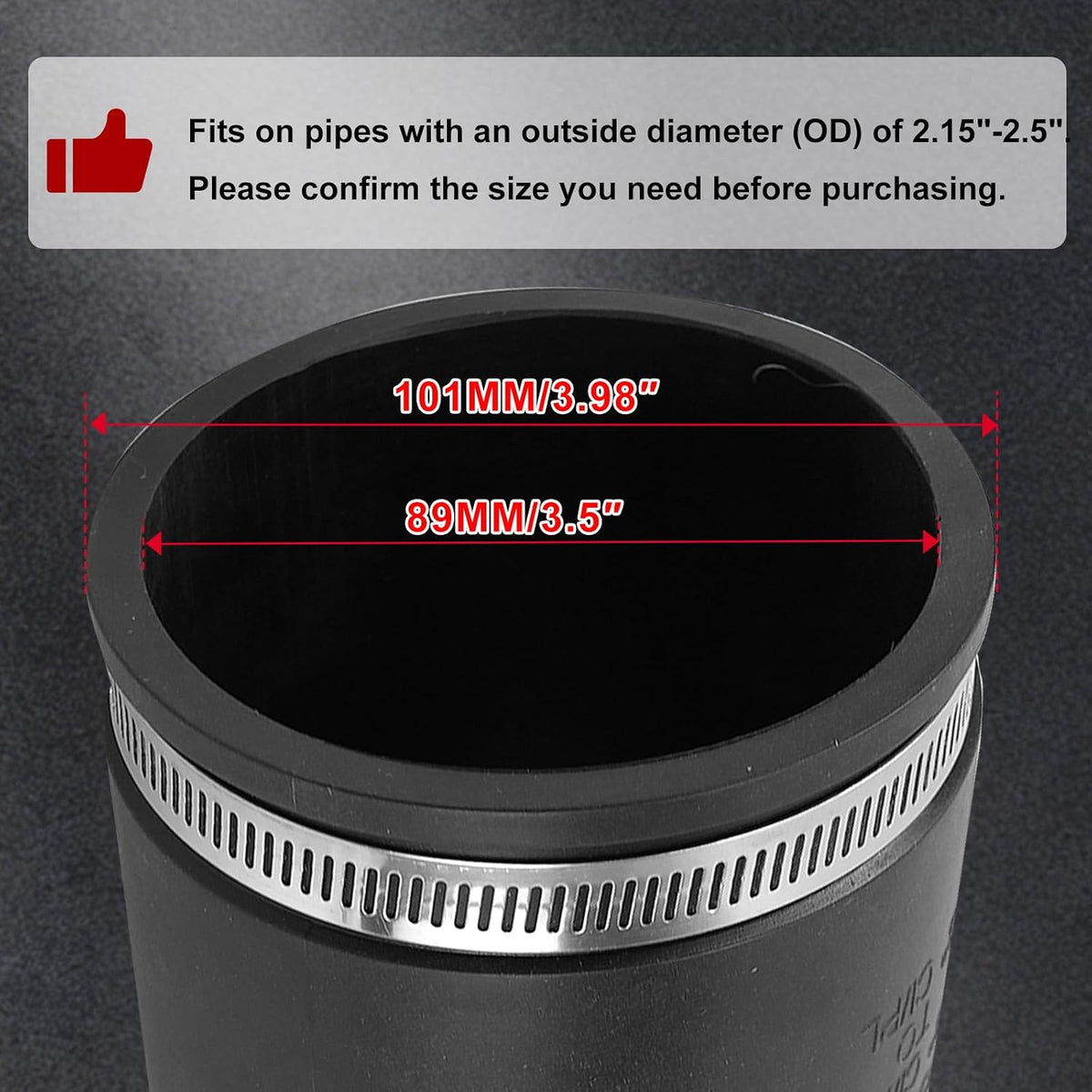 RULLINE 3" Pipe Coupling Extra-Long 1056-332 Sewer