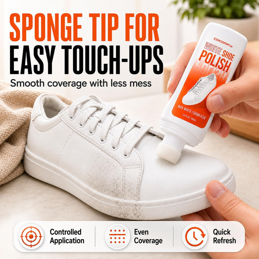 White Shoe Polish, Sneaker Whitener for Scuffs, Yellowing & Scratches | 3.4 fl oz White Shoe Paint for Yellowing