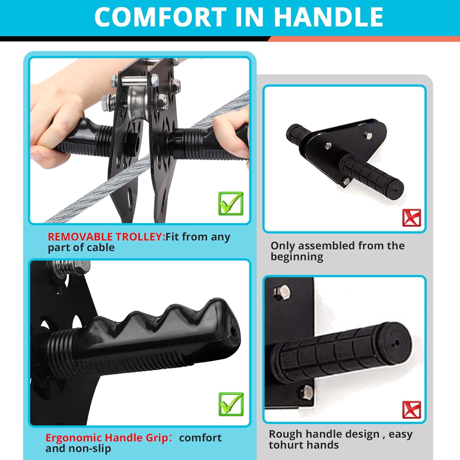 Zip Line Kit for Kids Adults : 100FT / 120FT / 150FT / 200FT Up to 380Lbs - Quick Tighten Zipline for Backyard
