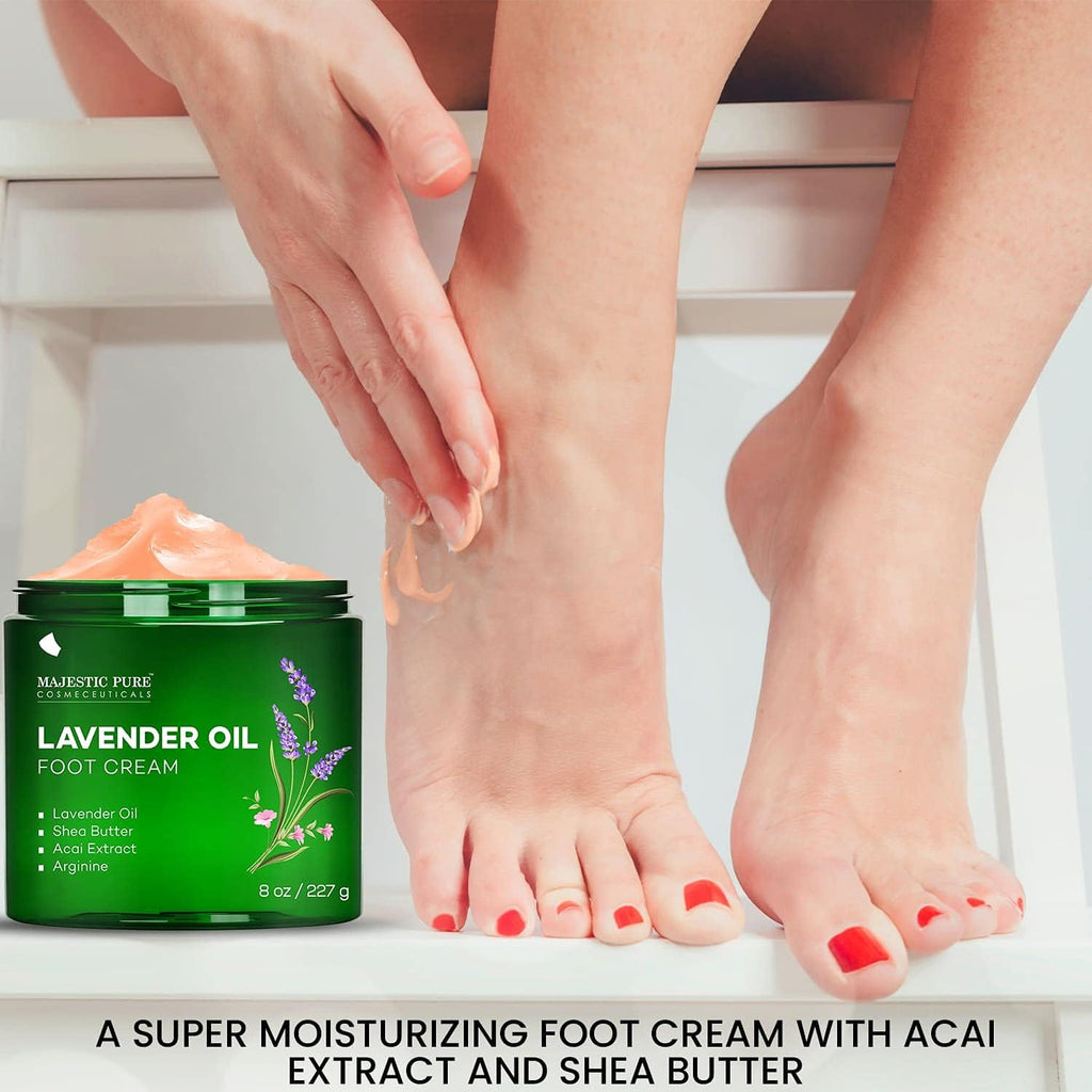 Lavender Oil Foot Cream, Warming Cream - Calluses, Dry Cracked Feet, Hands, Heels, Elbow, Nails, and Knees - Softens