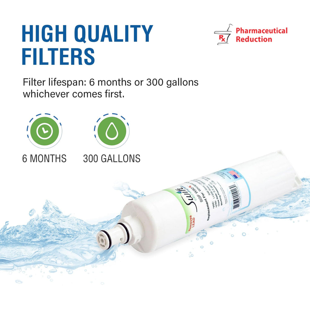 Swift Green Filters SGF-W10 Rx Compatible Refrigerator Water Filter for 4396701, EDR6D1, FILTER 6, 46-9915, (6 Pack) Made in USA