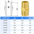 ChillWaves Brass Pipe Fitting，Hex Nipple 3/4" NPT Male x 3/4" NPT Male Thread Adapter(3-PACK)
