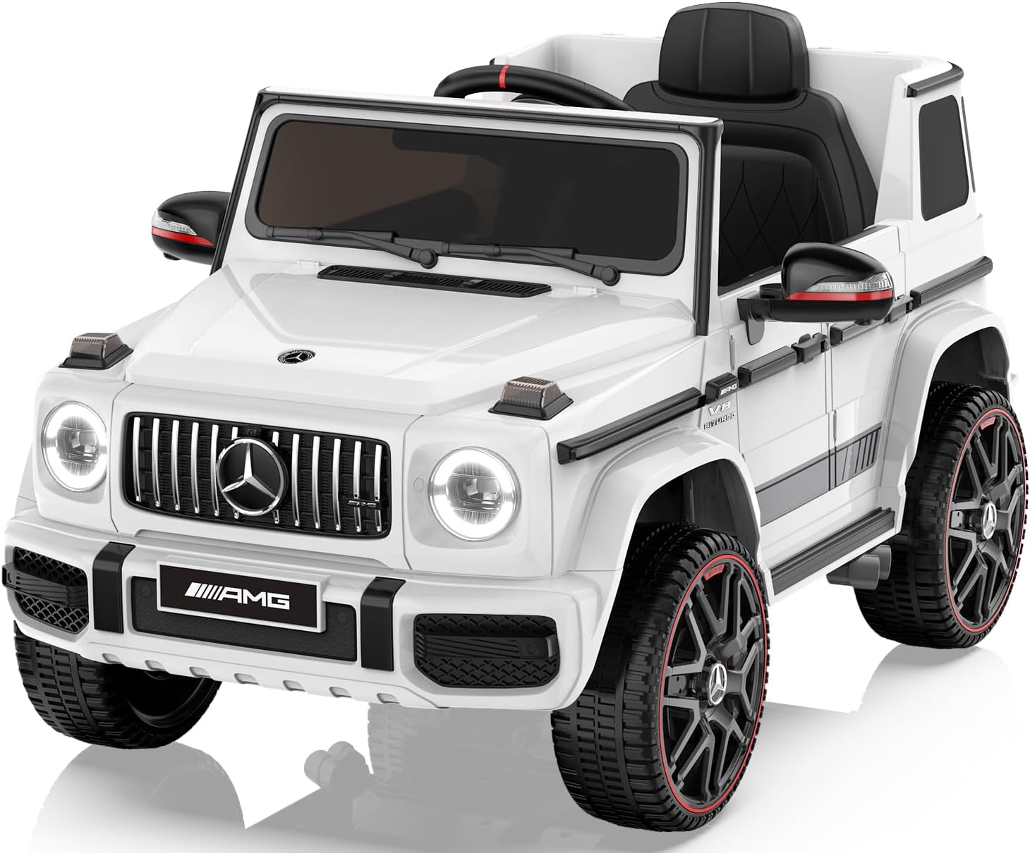 12V 7AH Licensed Mercedes-Benz G63 Electric Car for Kids, White | Parent remote control ride on car for toddlers with